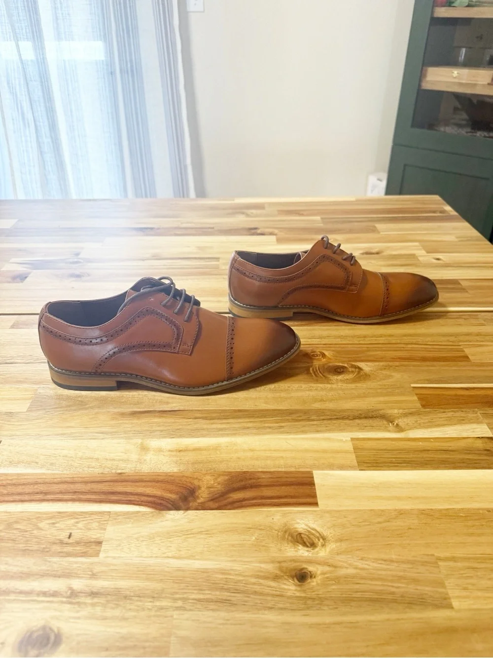 Stacy Adams Dickinson Cap Toe Oxford Loafers Leather Big Boys Kids Size 6 Cognac